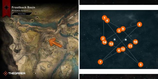 Dragon Age Inquisition Astrariums, Satinalis - Echoback Fort (location on left, solution on right)